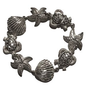Sterling Silver Laser Cut Turtle Shell Nautical Link Bracelet